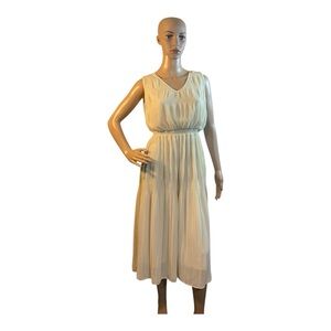MOUSSY Women’s Ivory Sleeveless Midi Rushed Stretch Dress Women's Size Free
